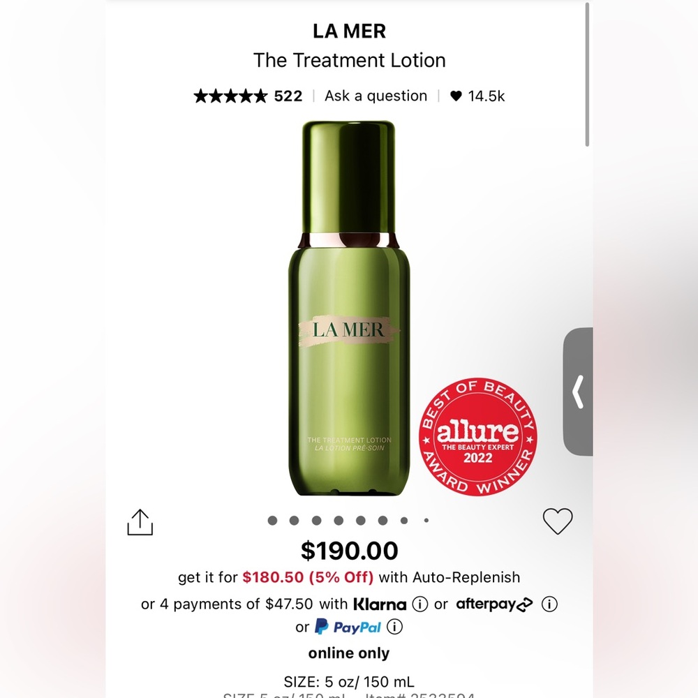 Brand new, never opened. LE MER - the treatment lotion
